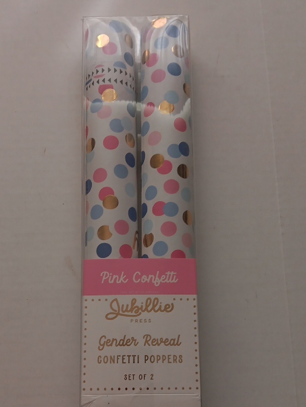 PINK CONFETTI GENDER REVEAL CONFETTI POPPERS  - (SETof 2)
